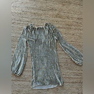 Retrofete Tara Sequin Crochet Dress in Gold/Silver